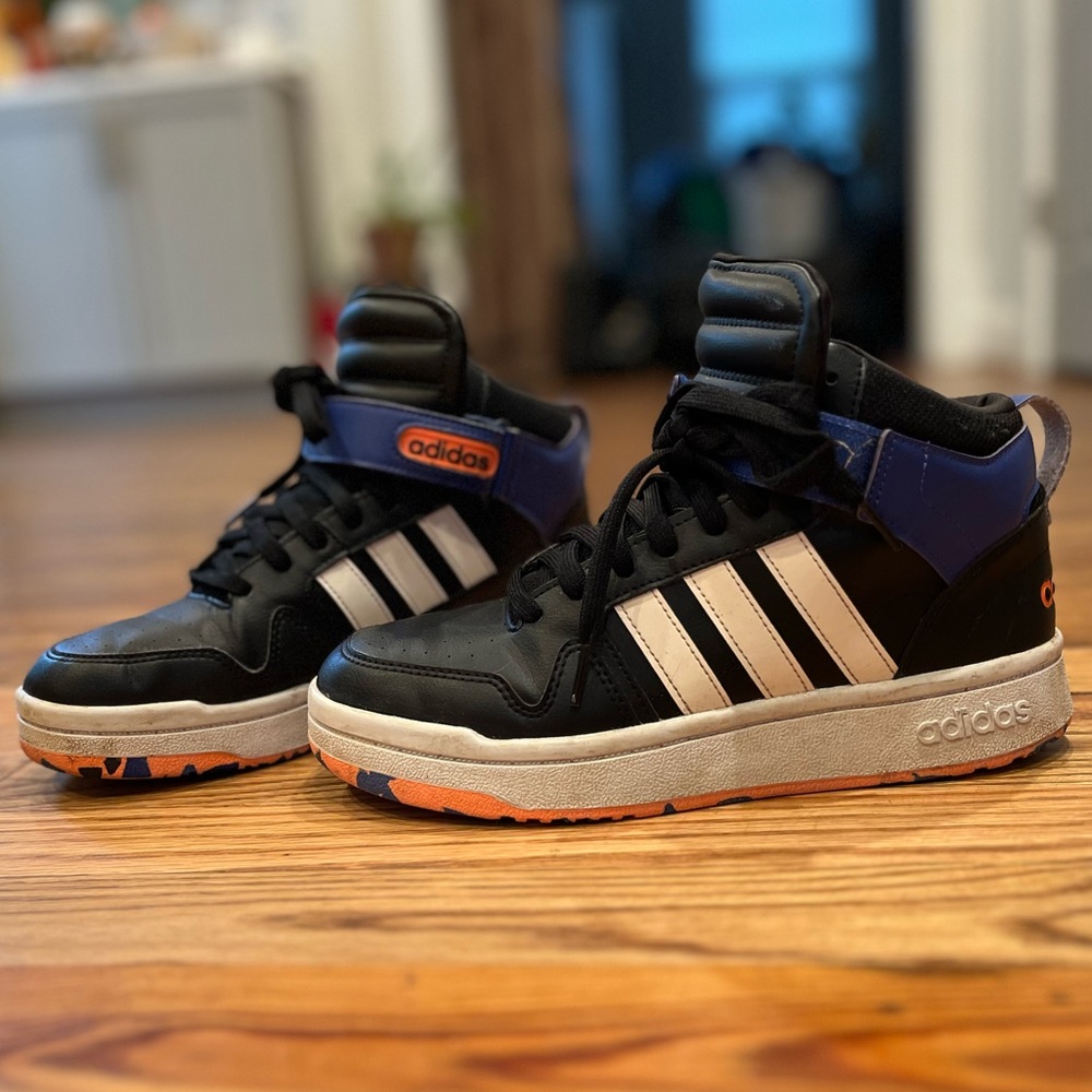 Adidas High Tops in Black, Blue, Orange, White